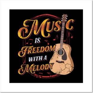 Music Is Freedom Musician Guitar Guitarist Gift Posters and Art